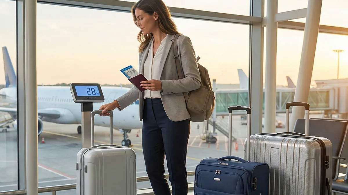 Kobieta trzymajaca dokumenty wazacawalizke